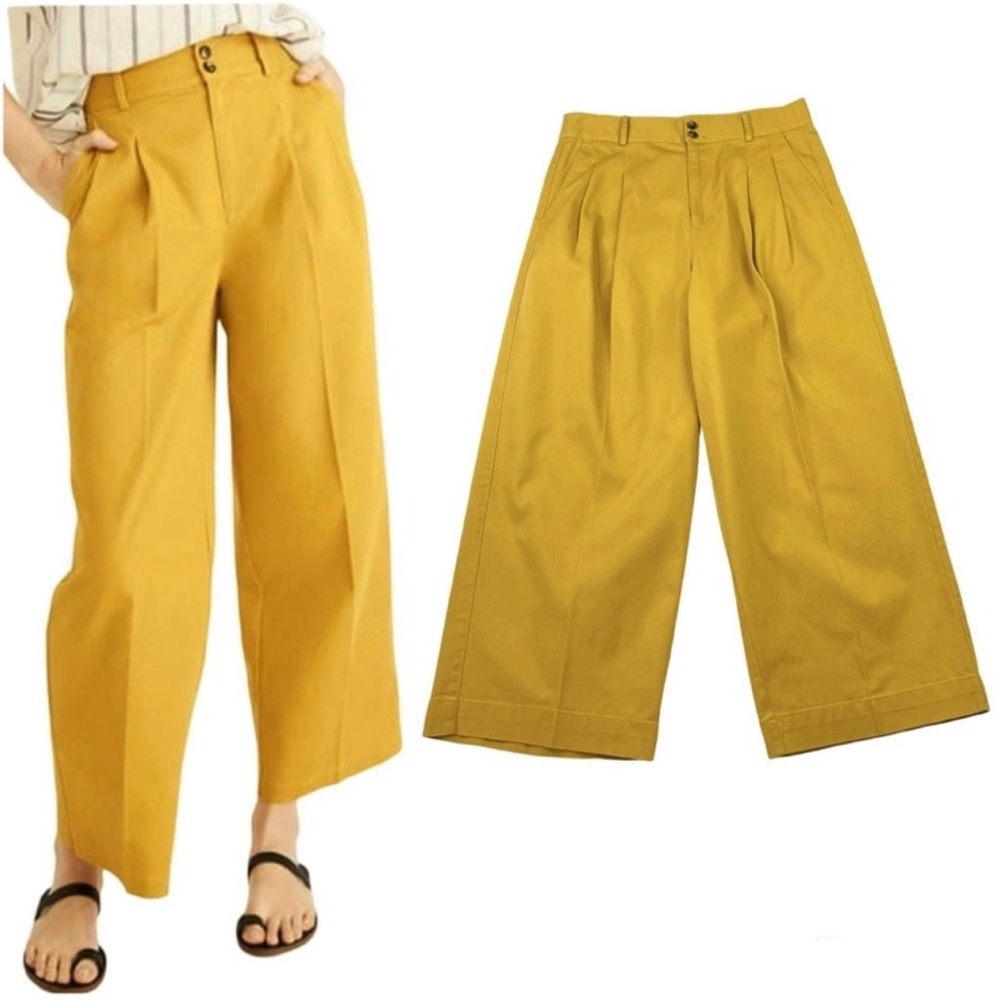 Madewell Mustard Wide-Leg Cropped Pants